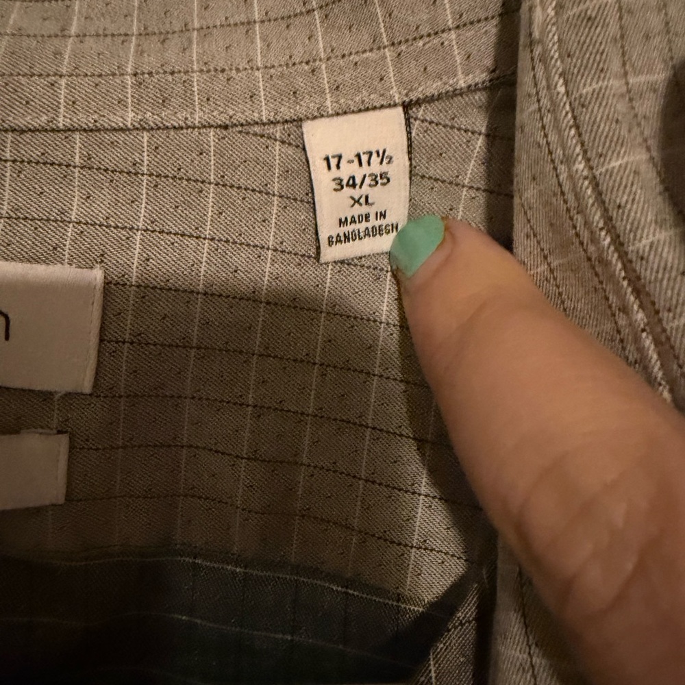 Calvin Klein Long-Sleeve Checked Dress Shirt - Light Gray - Picture 3 of 4